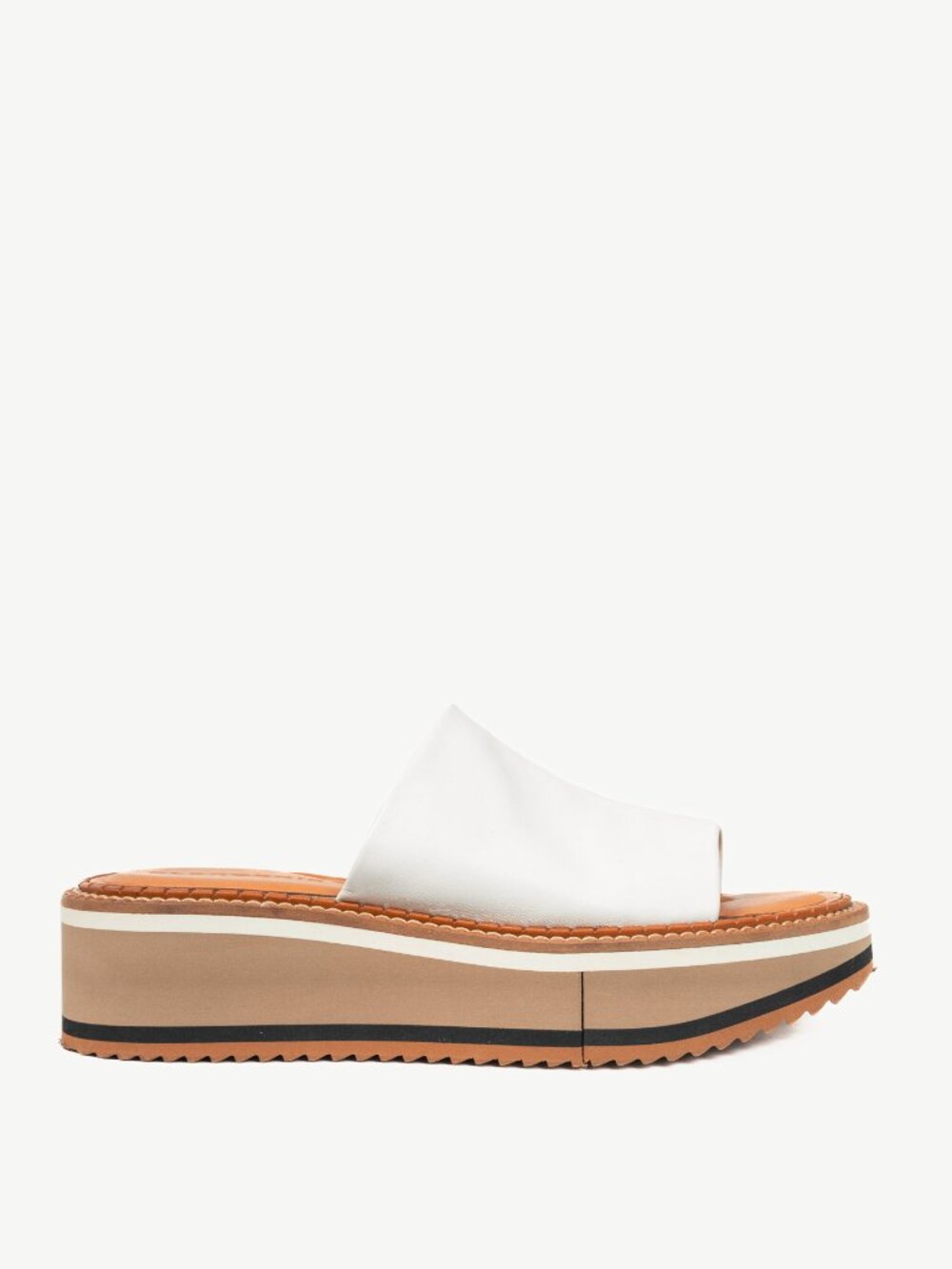 Clergerie Fast White Leather Slide Platform Mule Sandals